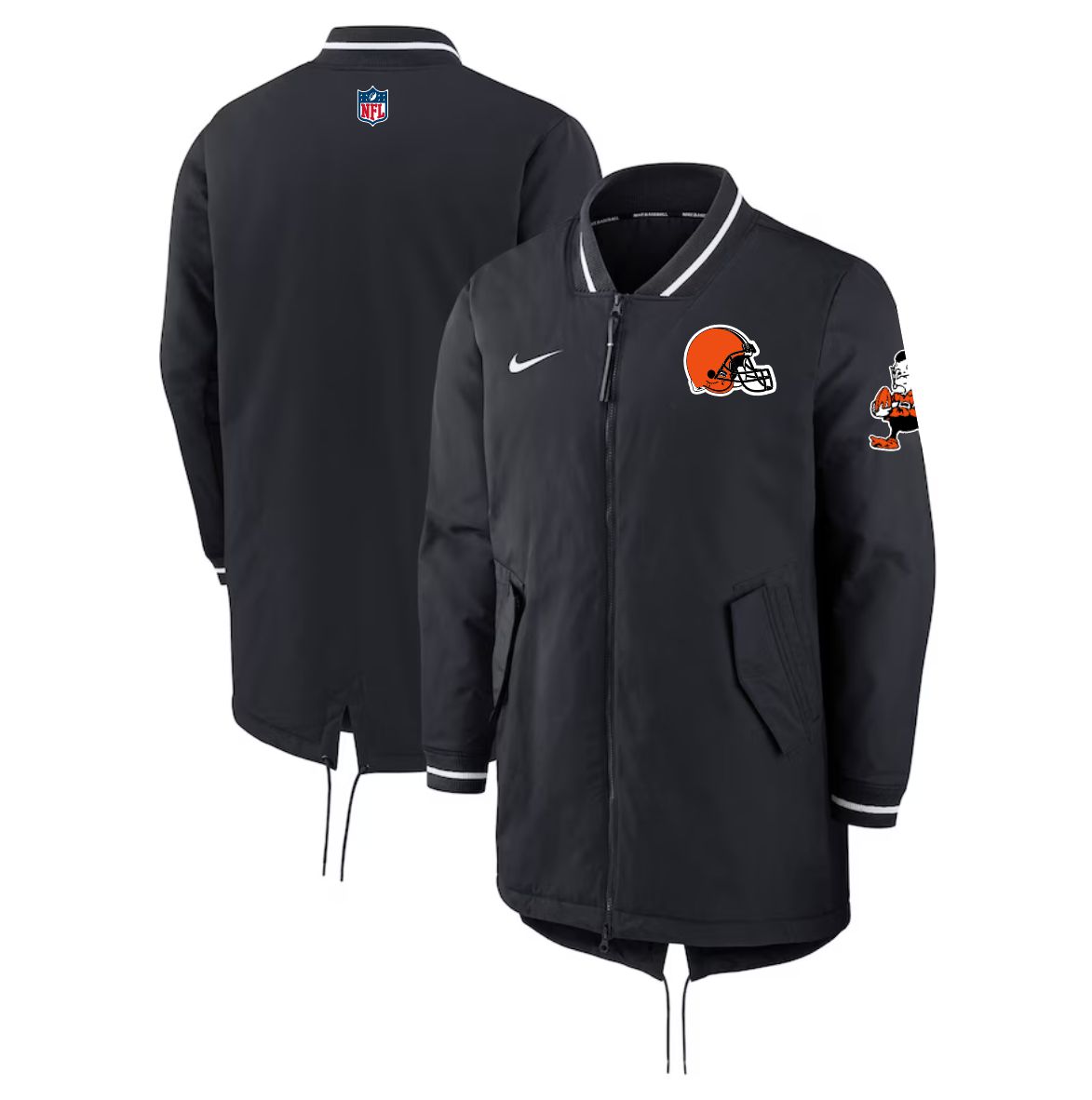 Men 2026 NFL Cleveland Browns black Extended Cotton Jacket style 01->new orleans saints->NFL Jersey